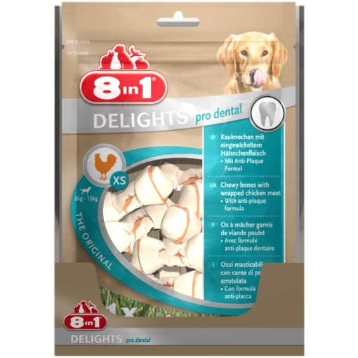 8in1 Delights Pro Dental - Hondensnacks - Kip 21x12 G 21 Stuks Xsmall -Dierenwinkel 4048422117261 1