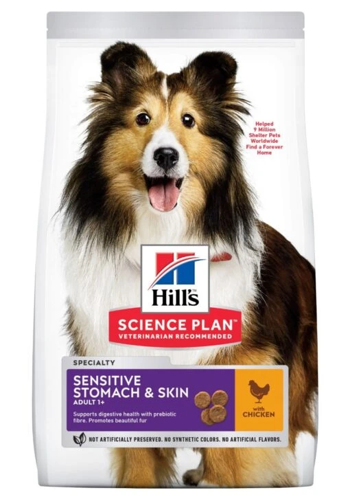 Hill's Hill’s Science Plan Adult Sensitive Stomach & Skin Kip 14kg -Dierenwinkel 52742026091 1 science plan sensitive stomach skin chien adulte medium croquettes poulet