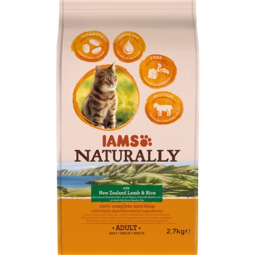 Iams 3x Naturally Kat Adult New Sealand Lam&amp, Rijst 2, 7 Kg -Dierenwinkel 8710255134963 1