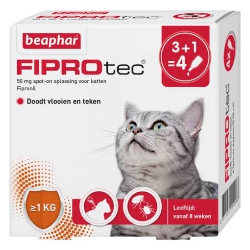 Beaphar Fiprotec Cat Anti Vlooien En Tekenmiddel 3+1 Pip >1kg -Dierenwinkel 8711231154906 1