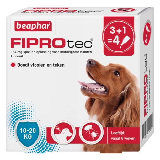 Beaphar Fiprotec Dog 3+1 Pip Anti Vlooien En Tekenmiddel 10 20kg 10 20kg -Dierenwinkel 8711231154920 1