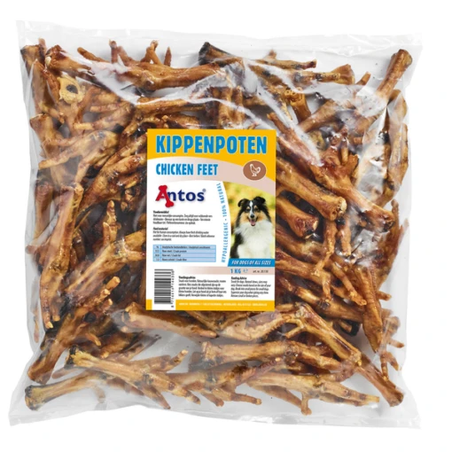 Antos Kippenpoten Gedroogd Kip - Hondensnacks - 1 Kg -Dierenwinkel 8714414144336 1