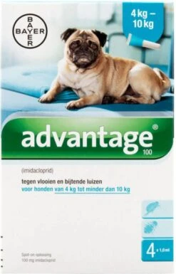 Advantage 100 Anti Vlooien En Teken Druppels Hond 4 10 Kg 4 Pipetten 1, 0 Ml -Dierenwinkel advantage 100 hond 4 10kg 4 x 1 ml 48211