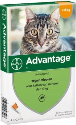 Advantage 2 X 4 Pipetten &#xC2, &#xAE, 40 Voor Katten Van Minder Dan 4 Kg Dubbelpak -Dierenwinkel advantage 4 pipetten en xc2 en xae 40 voor katten van minder dan 4 kg 108904