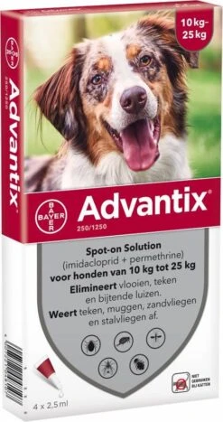 Advantix 10% Korting! &#xAE, Spot On Solution Voor Honden Voor Honden 10 Kg 25 Kg (6 Pipetten ) -Dierenwinkel advantix hond 2501250 spot on solution 90747