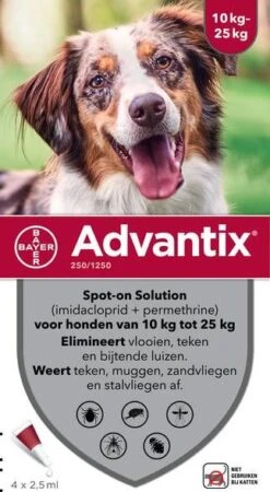 Advantix 10% Korting! &#xAE, Spot On Solution Voor Honden Voor Honden 10 Kg 25 Kg (6 Pipetten ) -Dierenwinkel advantix spot on 250 25 ml anti vlooien en tekenmiddel 4 pip 10 25 kg 32590