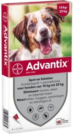 Advantix 10% Korting! &#xAE, Spot On Solution Voor Honden Voor Honden 10 Kg 25 Kg (6 Pipetten ) -Dierenwinkel advantix spot on 250 anti vlo en teek 10 25 kg 6 pipetten 25365