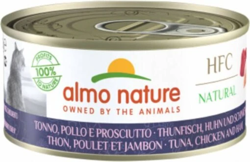 Almo Nature HFC Natural Met Tonijn, Kip En Ham Natvoer Kat 24 X 150 Gr -Dierenwinkel almo nature hfc kattenvoer tonijn kip en ham 150 gr 68620