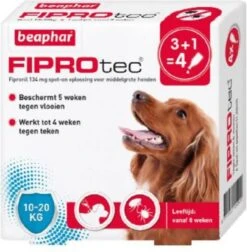 Beaphar Fiprotec Dog 3+1 Pip Anti Vlooien En Tekenmiddel 10 20kg 10 20kg -Dierenwinkel beaphar fiprotec 10 20 kg 3 1 stuks 44361