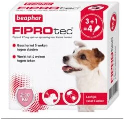 Beaphar Fiprotec Dog 3+1 Pip Anti Vlooien En Tekenmiddel 2 10kg 2 10kg -Dierenwinkel beaphar fiprotec 2 10 kg 3 1 stuks 33013