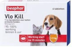 Beaphar 2x Vlo Kill Anti Vlooien Tabletten Hond 1 11 Kg 6 Tabletten -Dierenwinkel beaphar vlo kill kat en hond tot 11kg 6 tabletten 4843