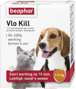 Beaphar 2x Vlo Kill Anti Vlooien Tabletten Hond 1 11 Kg 6 Tabletten -Dierenwinkel beaphar vlo kill kleine hond kat 6 tab 21368