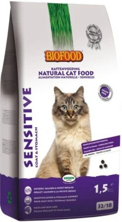 Biofood BF Petfood Sensitive Coat & Stomach Kattenvoer 2 X 1, 5 Kg -Dierenwinkel biofood kattenvoer sensitive graanvrij 1 5 kg 23881