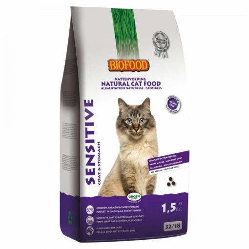 Biofood BF Petfood Sensitive Coat & Stomach Kattenvoer 2 X 1, 5 Kg -Dierenwinkel biofood kattenvoer sensitive graanvrij 15 kg 43399