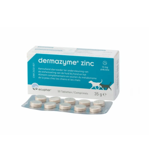 Dermazyme Zinc - 50 Tabletten -Dierenwinkel dermazyme zinc 50 tabletten