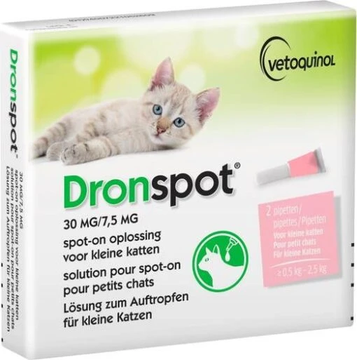 Dronspot 30 Mg/7, 5 Mg Spot On Oplossing Voor Katten(0, 5 2, 5 Kg)5 X 2 Pipetten -Dierenwinkel dronspot spot on kat 05 25kg anti wormenmiddel 2 pip 05 25kg 44257