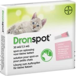 Dronspot 30 Mg/7, 5 Mg Spot On Oplossing Voor Katten(0, 5 2, 5 Kg)5 X 2 Pipetten -Dierenwinkel dronspot spot on kat s 2 pipetten 62351