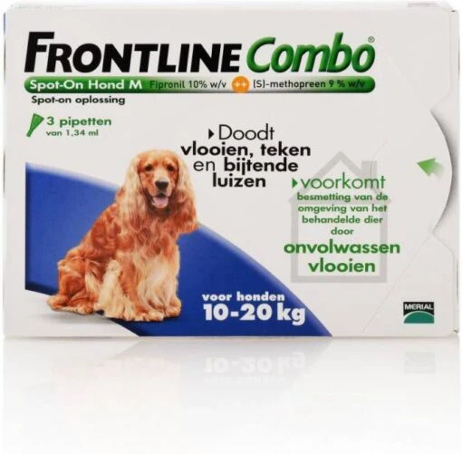 Frontline Combo Spot On 2 Medium Hond Medium Anti Vlooien En Tekenmiddel 4+2 Pip -Dierenwinkel frontline combo spot on hond m 3 pipetten 25260