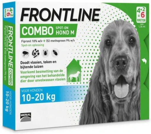 Frontline Combo Spot On 2 Medium Hond Medium Anti Vlooien En Tekenmiddel 4+2 Pip -Dierenwinkel frontline combo spot on hond m 6 pipetten 40885