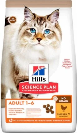 Hill's Science Plan 3x1, 5kg Adult 1 6 No Grain Met Kip Kattenvoer -Dierenwinkel hills science plan 3x1 5kg adult 1 6 no grain met kip kattenvoer 112524