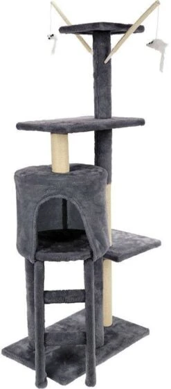 Huismerk Premium Katten Krab Toren Grijs 45 X 30 X 110 CM -Dierenwinkel kattenkrabtoren grijs 9532