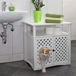 Kerbl Kattenbak Kast Helena 64x46x65 Cm Wit 82662 -Dierenwinkel kerbl helena cat unit 18844