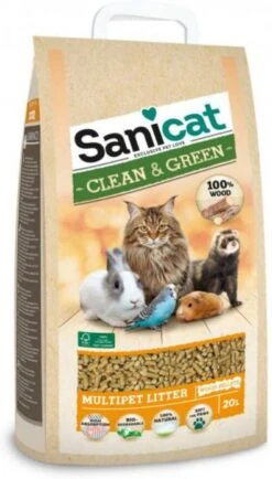 Sanicat Recycled Wood Pellets Kattenbakvulling 20 -Dierenwinkel sanicat clean en ampgreen houtkorrel 20 liter 65562