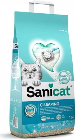 Sanicat Clumping + Marsella Soap Kattenbakvulling 16 -Dierenwinkel sanicat kattenbakvulling marseille soap 16 liter 68336