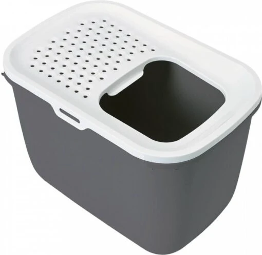 Savic Kattentoilet Hop In 38.5x58x39x5 Cm Kattenbak Antraciet&Wit -Dierenwinkel savic antracietwit kattentoilet hop in 107265