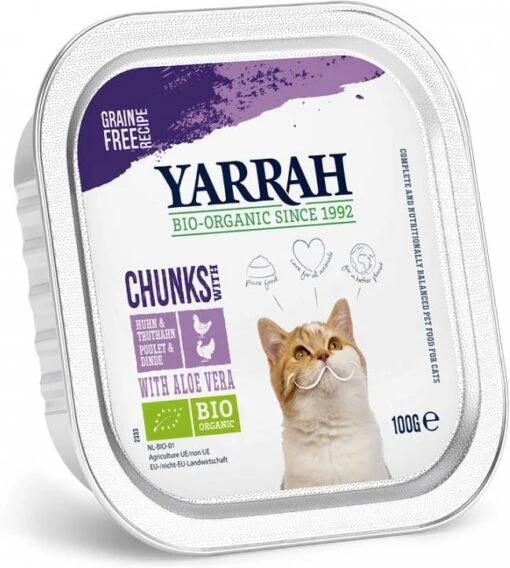 Yarrah 24 + 6 Gratis! Bio Chunks Of Pat&#xE9, Kattenvoer Bio Chunks Kip Met Bio Kip & Rund -Dierenwinkel yarrah 48x100g chunks mix 3 soorten bio kattenvoer nat 140768