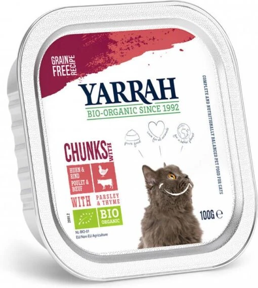 Yarrah 24 + 6 Gratis! Bio Chunks Of Pat&#xE9, Kattenvoer Bio Chunks Kip Met Bio Kip & Rund -Dierenwinkel yarrah 6x100g biologisch chunks kip met rund kattenvoer 116555