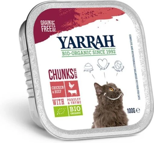 Yarrah 24 + 6 Gratis! Bio Chunks Of Pat&#xE9, Kattenvoer Bio Chunks Kip Met Bio Kip & Rund -Dierenwinkel yarrah bio kuipje brokjes kattenvoer rund 100 gr 64241